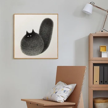 RELIABLI UMENIE Cute Cat Plátno na Maľovanie Čiernej A Bielej Zvierat Plagáty A Potlačou obrazov na Stenu Pre Obývacia Izba Domáce Dekorácie