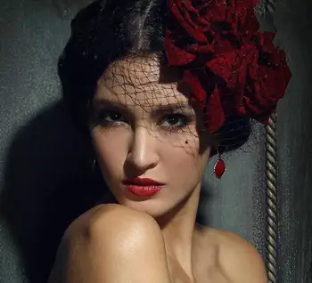 Mini Top Hat Červený Kvet Ruže Klobúky Závoj Gothic Lolita Fantázie