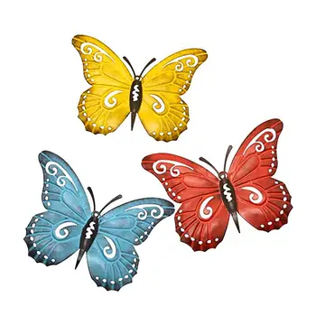 3KS/Set Kovový Motýľ Stenu, Kresby pre Záhradné Dekorácie Miniatúr, Sochy Zvierat Vonkajší Dekor a Sochy pre Miniatúrne