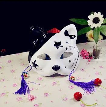 Japonský Fox Masky Plnú Tvár Ručne maľované Štýl PVC Líška, Mačka Maska Cosplay Maškaráda Festival Loptu Kabuki Kitsune Cosplay Kostým