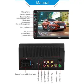 7 Palcový 2 DIN Auto MP5 Prehrávač, Bluetooth, Dotykový Displej Auta, FM Rádio, Audio Stereo Kamera Podporuje Android IOS Obraz Systému Pripojenie