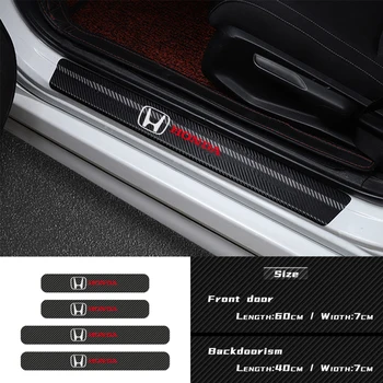 Pre Honda Civic XR-V H-V Meste Dohodou Odyssey Spirior CRV Jazz Auto 4pcs Uhlíkových Vlákien Dvere, Parapetné Šúchať Platne Dekor Nálepky Odtlačkový