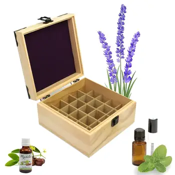 25 Grid Esenciálny Olej Prípade Aromaterapia Parfum Nechty Drevené Úložný Box Domáce Cestovné Prenosné Esenciálny Olej Box