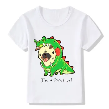 2020 Deti som Dinosaura Tlač Funny T-Shirts Deti Letné Topy Dievčatá Chlapci Krátky Rukáv T shirt Roztomilý Pug Detské Oblečenie,ooo2099
