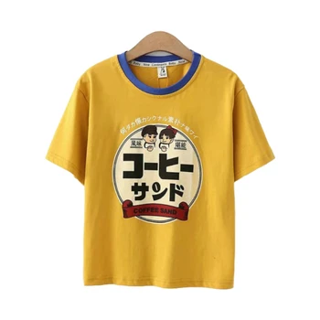 Veselé Krásne Ženy Japonskom Štýle Kreslených Tlač Bavlnené Tričká Krátky Rukáv O-Krku Patchwork T Shirt 2020 Príležitostné Letné Topy Tees