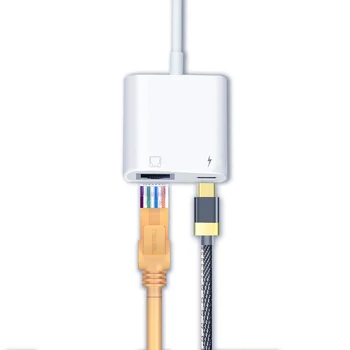 Lightning konektor RJ45 Ethernet Adaptér Napájanie a Nabíjanie, Lan Káblové Siete Dongle pre iPhone 11 Pro Max, iPad Vzduchu Mini, L Tip 90