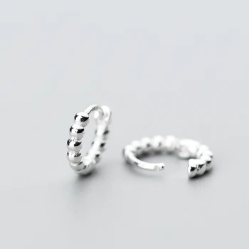 MloveAcc 925 Reálne Mincový Striebro Hoop Geometrické Ucho Náušnice pre Ženy, Dievča Teen Piercing Earing Šperky