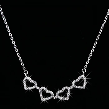 Buyee Ďatelina Prívesok Náhrdelníky Ženy Môžu Byť Rozdelené Do 4 Heart-shape Čistý 925 Sterling Silver Náhrdelník pre Ženy Módne Šperky