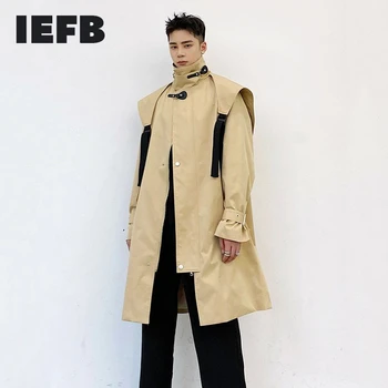 IEFB mužov windbreaker polovice dĺžky kórejský módne pekný stojaci golier na zips, nadrozmerná zákopy srsti jar nové oblečenie 9Y4413