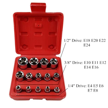 14PC Profesionálne Zásuvky E4-E24 Torx krútiaci Moment Bitov Nástroje Set Socket Nastaviť pre Dom, Auto, Stroj Opraviť Mechanik Nástroje Tool Kit