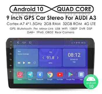 IPS DSP 4GB 2din Android 10 autorádio DVD Prehrávač Pre Audi A3 8P S3 2003-2012 RS3 Sportback Multimédiá Navigáciu stereo headunit