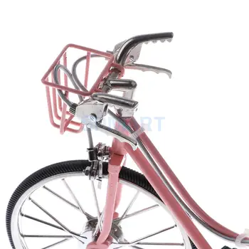 1:10 Rozsahu Zliatiny Diecast pretekársky Bicykel w/Košíka & Seat Model Replika Bicykli jazda na Bicykli Hračka Zber Ružové