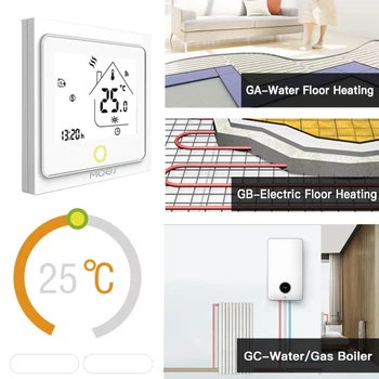 Inteligentný Termostat Regulátor Teploty Pre Vodné/Elektrické Podlahové Vykurovanie Voda/Plyn Kotol Pracuje S Alexa Domovská Stránka Google