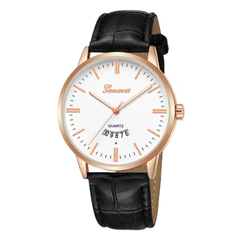 Pánske Hodinky 2020 Nový Štýlový Ženeve Top Značky Luxusné náramkové hodinky Quartz Kožené Watchband Rose Dial Bežné Hodiny reloj hombre
