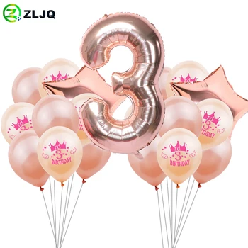 ZLJQ 3. Narodeniny Balóny 3 ročný Chlapec Dievča Číslo Balón Dátum Birt Dekorácie Tretie Narodeniny Party Baby Sprcha Dodávky