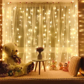 3x1m/3x2m/3x3m LED Záves String Svetlá na Vianočné Rozprávky Garland Vonkajšie Domov pre Svadobné Dekorácie, Party LED Záhradné Dekorácie