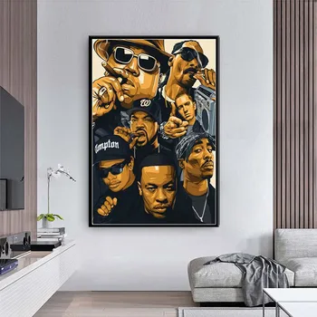 G154 Art Deco Hip Hop Legenda 2PAC Potent Smalls Wu-Tang NWA Hip Hop Rap Hviezda Wall Art Plátno na Maľovanie Plagátu