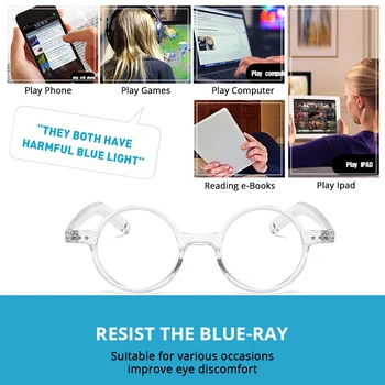 Pro Acme Retro Malé Okrúhle Modré Svetlo Blokuje Okuliare pre Ženy, Mužov TR90 Flexibilné Okuliare Rám Počítača Okuliare PC1667