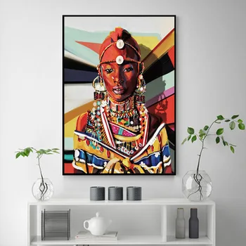 Africká žena dekoratívne maliarske štúdio plátno na maľovanie domov, obývacia izba, jedáleň