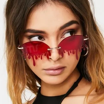 Móda Slzy Frameless slnečné Okuliare Ženy 2020 Luxusné Značky Slnečné okuliare Parný punk Mužov Punk Okuliare Tieň UV400 Oculo de Sol