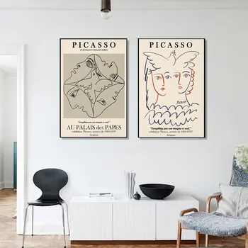 Line Art Picasso Plátno Abstraktné Maľby Na Tvár Plagát Tanec Spolu Wall Art Print Moderné Obrazy Pre Obývacia Izba Domova