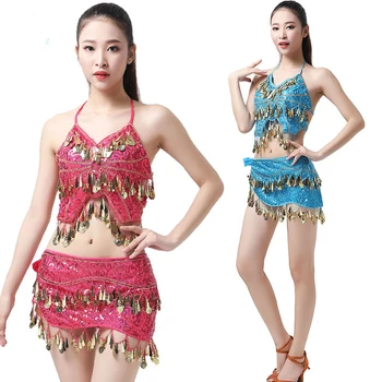 2019 Nové 2ks/set Brušného Tanca Kostým Dámske Brušný Tanec Kostým Sady Tribal Bollywood Kostým Indián Šaty Šaty Bellydance