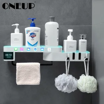 ONEUP Tvorivé Kúpeľňa Úložný Stojan Domov Sprchovacím kútom Polica Bezproblémové Otáčanie Statív Multifunkčné Kúpeľňových Doplnkov