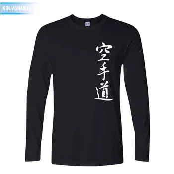 KOLVONANIG 2019 Jar&Fall O-Krk Dlhý Rukáv Japonsko Samuraj Karate Zápasenie Vytlačené T-Shirt pánske Športové oblečenie, Tričká Top Tees