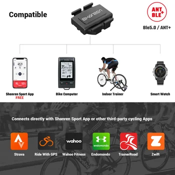 SHANREN Rýchlosti Kadencie Bluetooth Snímač ANT+ Bezdrôtový Bicykli Senzor Požičovňa Snímač je Kompatibilný s Zwift