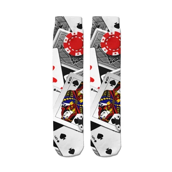 Kreatívny Dizajn 3D hraciu Kartu Tlač dámske Dlhé Ponožky Čínsky Mahjong Štýle Zábavné Bavlnené Ponožky Zimné Teplé Teľa Ponožky Darček