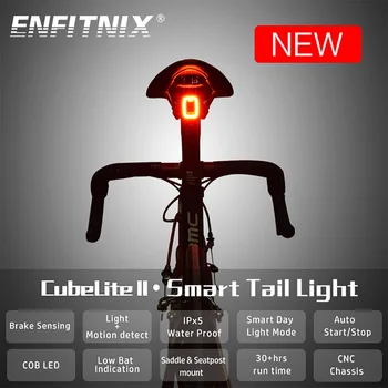 Enfitnix Cubelite II Auto Brzdy Cestný Bicykel Zadné Svetlo Inteligentný Senzor Cyklistické MTB zadné svetlo USB Nabíjanie Požičovňa LED Priedušná, Ľahké