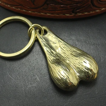 2018hot Pevné Brass Gule Keyring Keychain Novinka príveskom Pre Kľúča Vozidla DIY Príslušenstvo mosadz semenníky, prívesok Obsahuje krúžok na kľúče