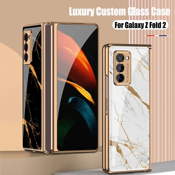 Luxusné puzdro Pre Samsung Galaxy Z Fold 2 5G Maľované Sklo Kryt Pre Mobilný Telefón Samsung Galaxy Zložiť Z Flip Voliteľné Nové Prírastky