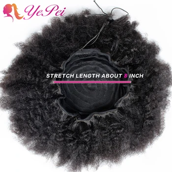 10 inch Afro Lístkového Ľudské Vlasy Buchta Šnúrkou Copu Ľudských Hairpiece Kinky Kučeravé Klip V Rozšírení Yepei Pony Chvost