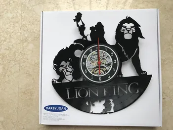Lion King Tému Vinyl Vintage Dekoratívne Nástenné Hodiny