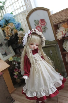 BJD Bábiky oblečenie vhodné pre 1-3 1-4 1-6 veľkosť bábiky oblečenie palác šaty červené a biele šaty bábiky príslušenstvo