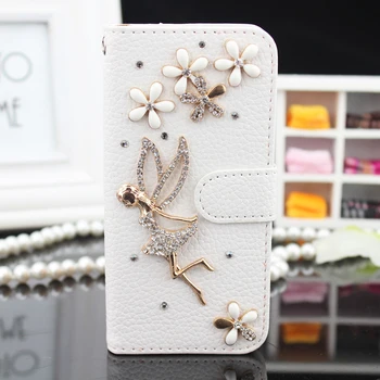 Luxusné Najvyššej kvality Hand-made DIY Crystal Drahokamu Flip Peňaženky, Kožené telefón puzdro pre Samsung galaxy S3 4 5 7edge pre iPhone