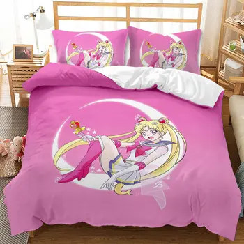 Klasické Anime Sailor Moon Vytlačené Perinu s Vankúš posteľná bielizeň Nastaviť Jeden Double Twin Plný Kráľovná King Size Posteľ Nastaviť