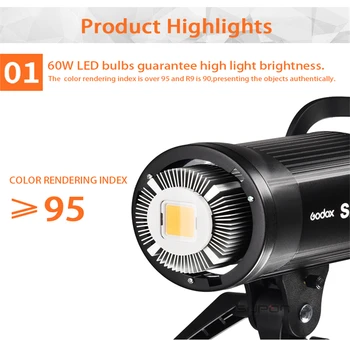 Godox LED Video Svetlo SL-60W 5600K Bielu Verziu Video Svetlo neprerušované Svetlo Bowens Mount pre Štúdiové Nahrávanie Videa
