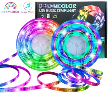 Farebný sen LED Pás Svetla Farby Diaľkové Ovládanie Synchronizovať Hudbu Nepremokavé Dreamcolor 12V 5050 RGB