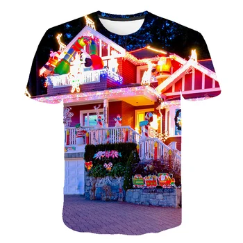 2020 Vianočné Snehuliak 3D Tlač Cute Cat Deti T-shirts Dieťa Oblečenie Letné Krátky Rukáv Oblečenie Kabát Streetwear Oblečenie Rodina