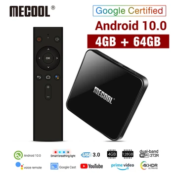 MECOOL KM3 Android 10.0 TV Box 4G DDR4 64 G ROM Hlasové Ovládanie Smart TV Box Amlogic S905X2 2.4 G 5G WiFi Bluetooth 4.1 Media Player
