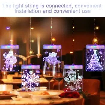 Xmas Party Bar Dekoratívne Novinka Visí 3D Farebné LED Víla Svietidlá pre Vnútorné Windows Teplá Biela Vianočné Ozdoby