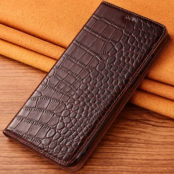 Krokodíl Textúra Telefón Prípade Kryt Pre Samsung Galaxy S6 S7 S8 S9 Okraji Plus Skutočné Cowhide Kože Flip Stojan Telefónu Prípade Taška