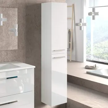 Kúpeľňa skrinková zostava, závesné umývadlo, zrkadlo, keramické umývadlo, wc pomocného stĺpca, biela lesk 57x80x45 cm