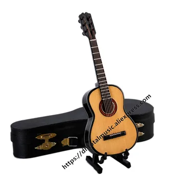 Mini Klasická Gitara S Podporou Miniatúrne Drevených Hudobných Nástrojov Zberu Dekoratívne Ozdoby Model, Dekorácie, Darčeky