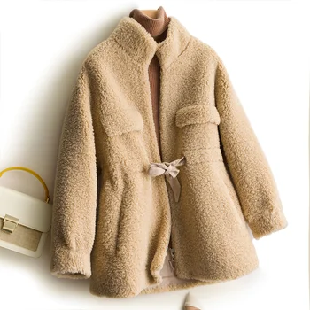 BARESKIY dámy cashmere kabát pletený kabát klope dlhým rukávom sveter farbou tenký kabát hrubé kórejský teplé nové cashmere kabát