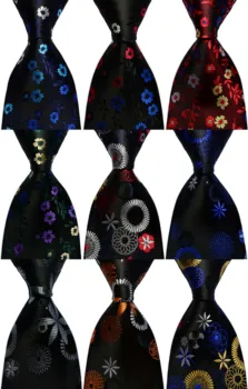 Väzby pre mužov Hodváb Kvetinový Tlač kravata Modrá Čierna Červená Žltá Žakárové Strany Svadobné Tkané Módny Dizajn