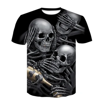 2020 Lete Nové čierne tričko 3d poker Lebky T shirt pre Mužov Krátke rukáv tričko Zábavné tričká tlač pánske Oblečenie, topy & čaj