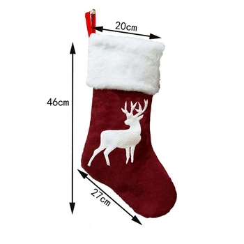 ABFU-2 Ks 46 cm Vianočná Pančucha Visí Ponožky Vianoce Rustikálny Osobné Osadenie Dekorácie Rodinnú oslavu Sviatku Dodávky